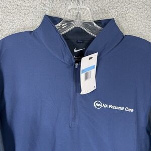 Nike Sweater Mens Medium Blue 1/2‎ Zip Pullover Fabric Mix Cover Up Stretch